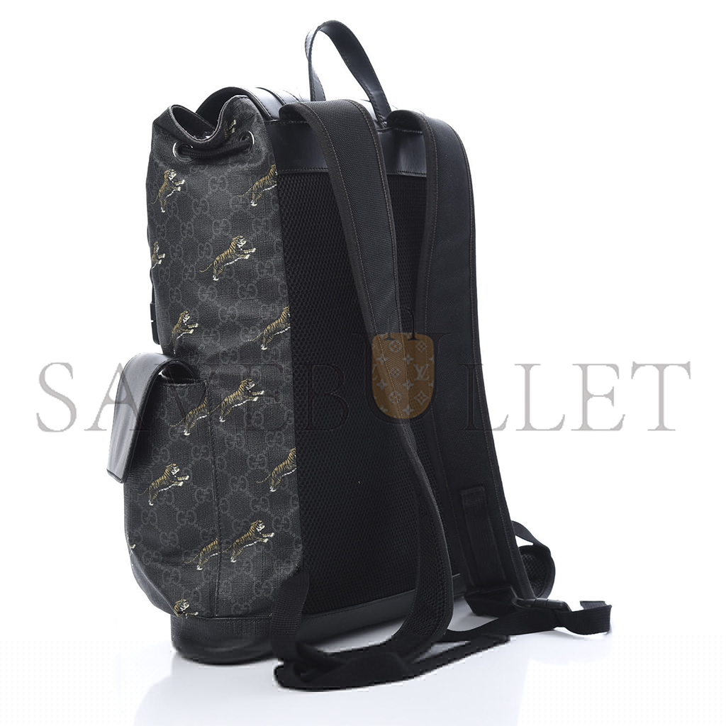 g*u*i gg Sup*e monogram tigers double buckle backpack black (43*34*10cm)